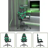 The Living Store Gaming-Stuhl Drehbar Schwarz und Grün Kunstleder