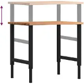 vidaXL Werkbank Hellbraun 80x60x(71,5-98) cm Massivholz Eiche
