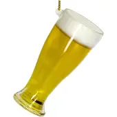 HD Collection Ornament Weihnachtskugel Bierglas Gelb 9 cm (geel)