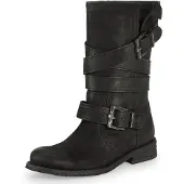 Felmini Leder Stiefel Biker Boots GREDO 8562 mit zwei dekorativen Schnallen