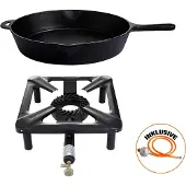 All'Grill Hockerkocher-Set (klein) mit Gusseisenpfanne Ø 35 cm inkl. Gasschlauch & Regler