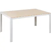 Beliani Gartenmöbel Set Beige und Weiß Aluminium Kunstholz 7-Teilig 6-Sitzer Tisch 150 x 90 cm und 6 Stühle Modern für Terrasse Outdoor Ausstattung