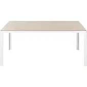 Beliani Gartentisch Beige und Weiß Aluminium mit Glasplatte Hartglas 160 x 90 cm Rechteckig Modern Outdoor Terrasse Ausstattung