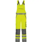 Dassy Malmedy Warnschutz Latzhose mit Kniepolstertaschen - neongelb/zementgrau - 58-5cm