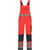 Dassy Malmedy Warnschutz Latzhose mit Kniepolstertaschen - neonrot/zementgrau - 50-5cm