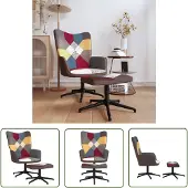 The Living Store Relaxsessel mit Hocker Patchwork Stoff