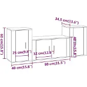 vidaXL 3-tlg. TV-Schrank-Set Betongrau Holzwerkstoff