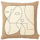 Ferm Living - Figure Kissen, 50 x 50 cm, dark taupe / off-white