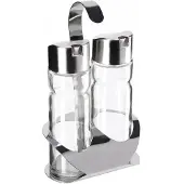 Kadax Glasflasche für Olivenöl und Essig, 2 x 100 ml, Öl-Essig-Set + Ständer
