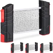 Relaxdays 4 x Tischtennisnetz ausziehbar Weiß,Rot,Schwarz
