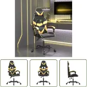 The Living Store Gaming-Stuhl Schwarz und Golden Kunstleder