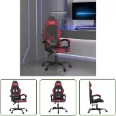 The Living Store Gaming-Stuhl Schwarz und Weinrot Kunstleder