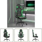 The Living Store Gaming-Stuhl mit Fußstütze Schwarz und Grün Kunstleder
