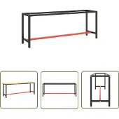 The Living Store Werkbankgestell Mattschwarz und Mattrot 210x50x79 cm Metall