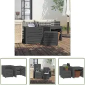 The Living Store 3-tlg. Gartenbox-Set Grau Massivholz Kiefer