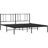 vidaXL Bettgestell mit Kopfteil Metall Schwarz 193x203 cm