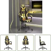 The Living Store Gaming-Stuhl Drehbar Schwarz und Golden Kunstleder