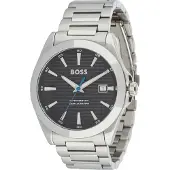 BOSS Quarzuhr "STRIKE", silber (silberfarben, schwarz), Armbanduhren, Herren, Quarzuhr, Armbanduhr, Damenuhr, Herrenuhr, Edelstahlarmband, analog, Tag