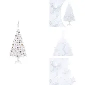 vidaXL Künstlicher Weihnachtsbaum mit Beleuchtung & Kugeln Weiß 150 cm - Weihnachtsbäume