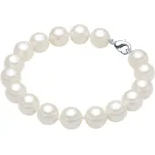 Lulu & Jane Perlen-Armband Messing Muschelkernperle in weiß | Gr.: 17 cm