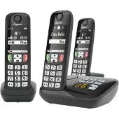 Gigaset A735A TRIO, Analoges/DECT-Telefon, Kabelloses Mobilteil, 100 Eintragungen, Schwarz