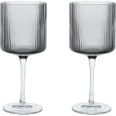 Ferm Living Rotweingläser Ripple Smoked Grey 325 ml (2er-Set)