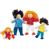 Goki Biegen von Holz Puppen Set Family 9-11cm