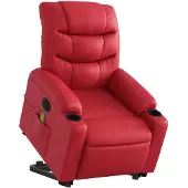 vidaXL Massagesessel mit Aufstehhilfe Elektrisch Rot Kunstleder