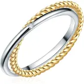 Lulu & Jane Diamant-Ring Sterling Silber Diamant in silber/gelbgold | Gr.: 52