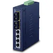 Planet Industrial Fast Ethernet Switch 4-Port 10/100 Mbps RJ45 + 2-Port 100Base-FX, IP30, Temp Range -40øC75øC, Unmanaged, L2, Fast Ethernet (10/100), Vollduplex, Wandmontage