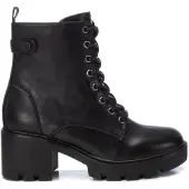 Xti für Damen. 14298301-NEGRO Stiefelette 142983 schwarz (41), 5 bis 8 cm, Schnürsenkel, Reißverschluss, Lässig