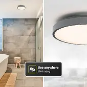 HOFTRONIC™ LED-Deckenleuchte 24W IP44 2600lm CCT Schwarz Ø35 cm