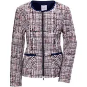 Goldner Eleganter Wollblazer mit Rundhals in weiß / marine / rot | Gr.: 42