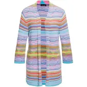 Goldner Kurzgröße: Jacquard-Strickjacke mit Ethno-Muster in eisblau / gemustert | Gr.: 23