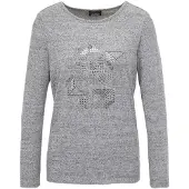 Goldner Kurzgröße: Jerseyshirt mit grafischem Motiv in silbergrau / melange | Gr.: 23