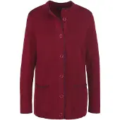 Goldner Strickjacke "Herbstcardigan mit Stehkragen" Farblich abgesetzte Steppstiche