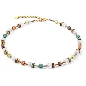 Coeur de Lion 3018/10-911 Damen-Halskette GeoCUBE Oliv-Braun