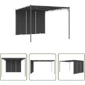 The Living Store Gartenpavillon mit Seitenvorhang 4x3x2,25 m Anthrazit