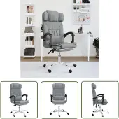 The Living Store Bürostuhl mit Massagefunktion Hellgrau Stoff