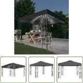 The Living Store Pavillon mit LED-Lichterkette 3x3 m Anthrazit