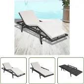 The Living Store Sonnenliege mit Auflage Poly Rattan Schwarz