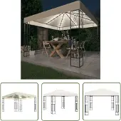 The Living Store Pavillon mit LED-Lichterkette 3x3 m Creme Stoff