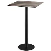 Essentials Urban Stehtisch Schwarz gestell + Tropical Wood HPL 70x70 cm