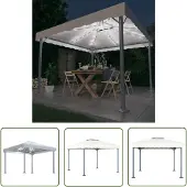 The Living Store Pavillon mit LED-Lichterkette 300x300 cm Cremeweiß Aluminium