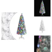 vidaXL Künstlicher Weihnachtsbaum mit Beleuchtung Weiß 240cm Glasfaser - Weihnachtsbäume