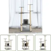 The Living Store Kratzbaum mit Sisal-Kratzsäulen Hellgrau 110 cm