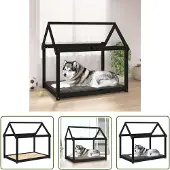 The Living Store Hundebett Schwarz 111x80x100 cm Massivholz Kiefer