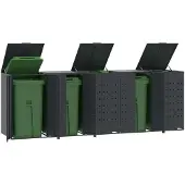 vidaXL Mülltonnenbox für 5 Tonnen Anthrazit 345x79x117 cm Stahl