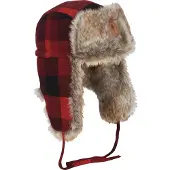 Pinewood Classic Checked Fur Hat red/black (518) XL-XXL