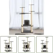 The Living Store Kratzbaum mit Sisal-Kratzsäulen Dunkelgrau 110 cm